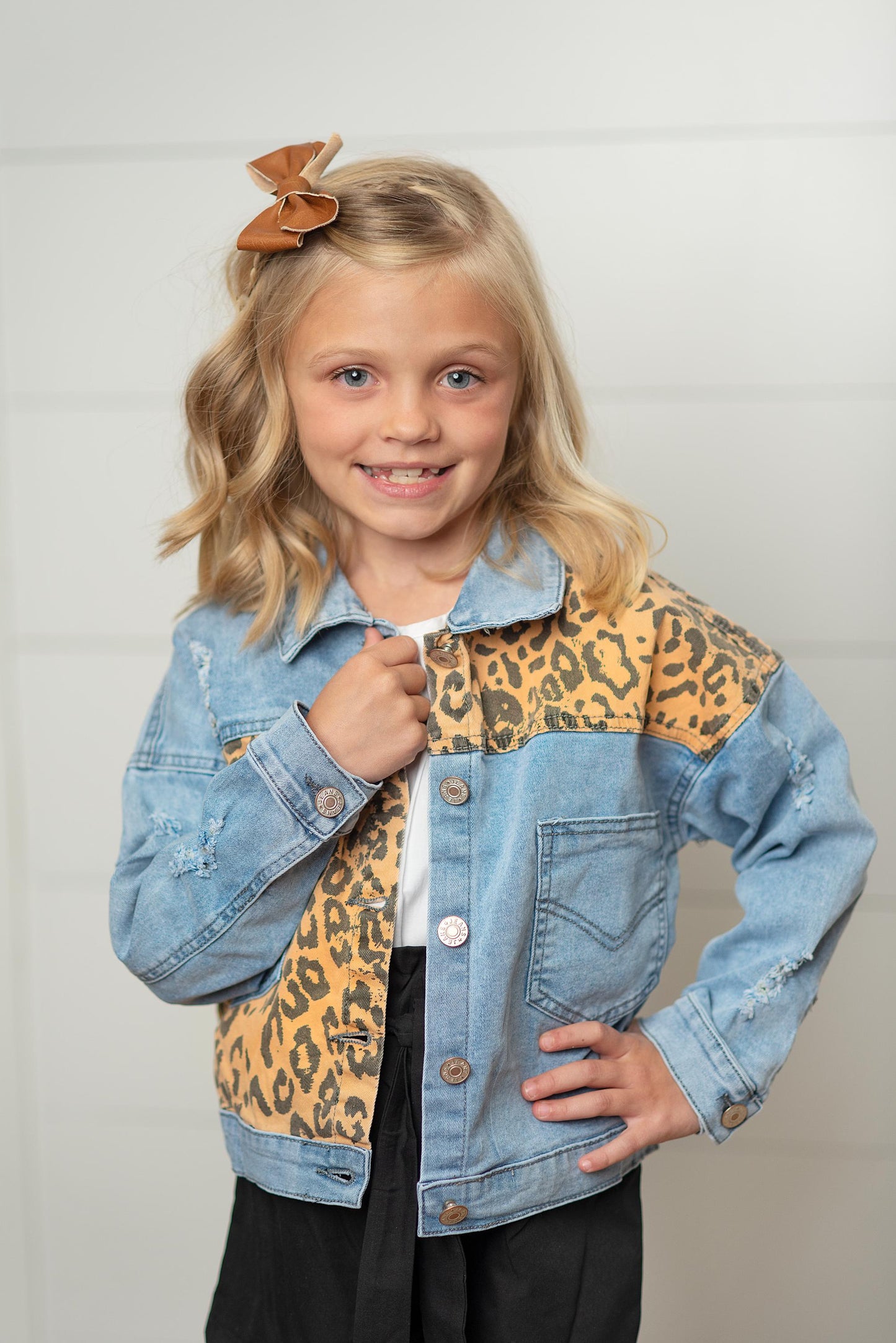 LEOPARD PATCH DENIM JACKET