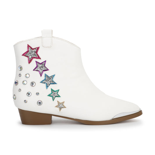 WESTERN BOOT IN WHITE SHOOTING STARS