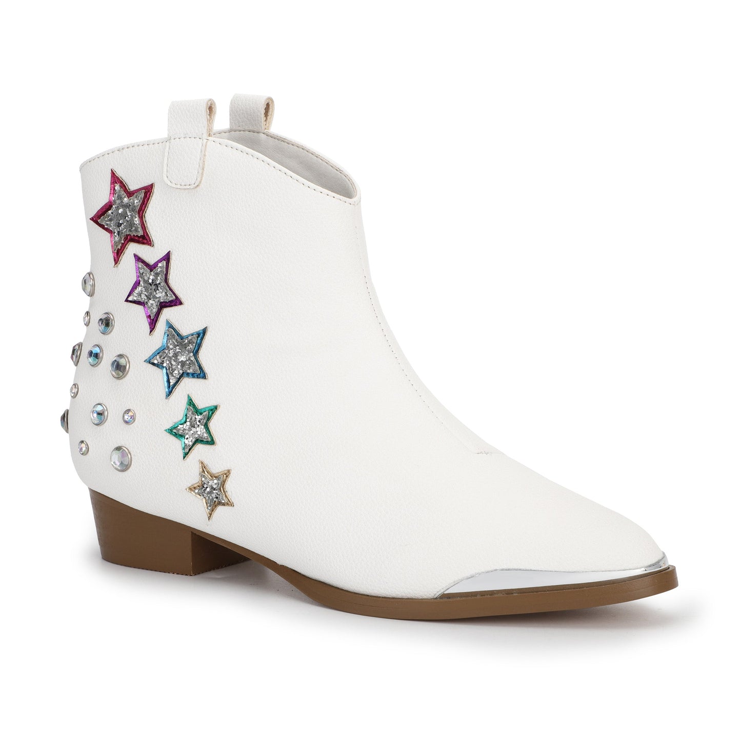 WESTERN BOOT IN WHITE SHOOTING STARS