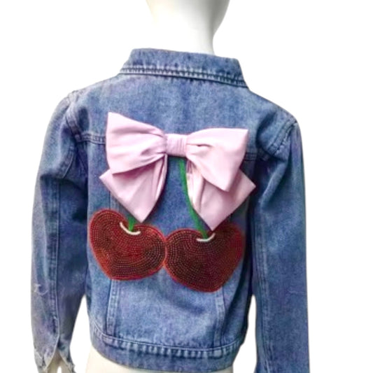 Cherry and Bow Denim Jacket (PREORDER)