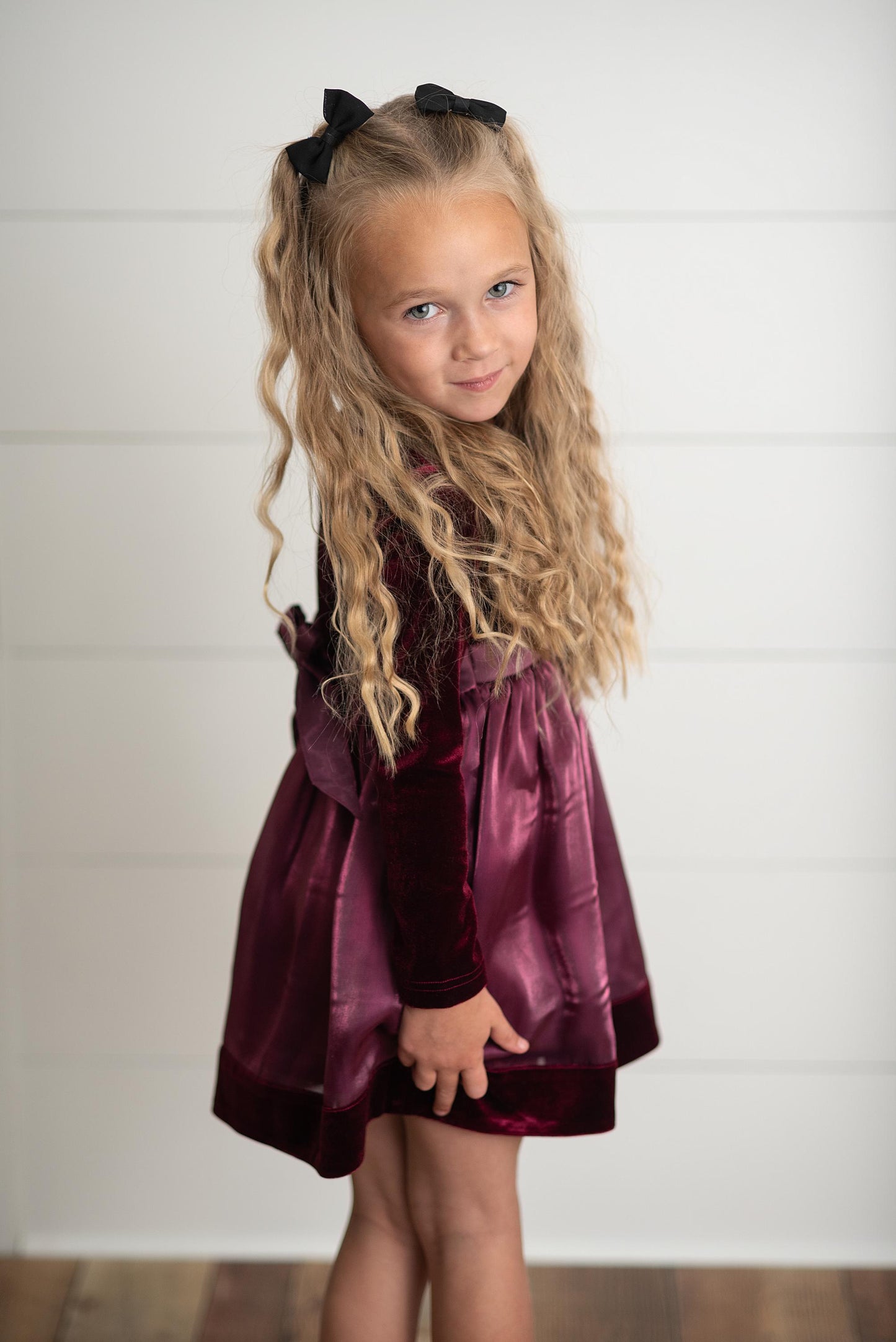 PLUM VELVET TIE DRESS