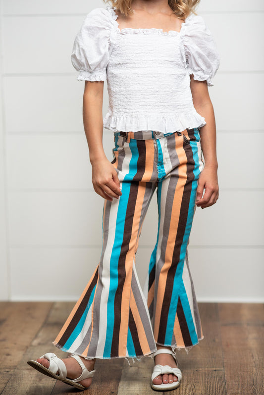 TEAL STRIPE DENIM PANTS