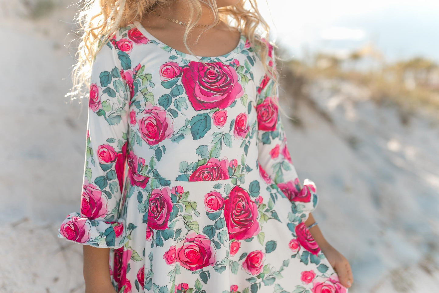 WINE ROSE RUFFLE DRESS