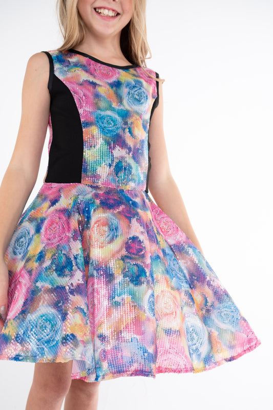 ARIEL SEQUIN FLORAL DRESS