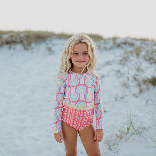 ZIP RASH GUARD RAINBOW SWIMSUIT