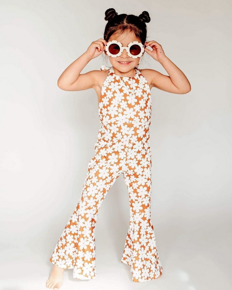 PLEATED BELL BOTTOM JUMPSUIT - FLOWER CHILD