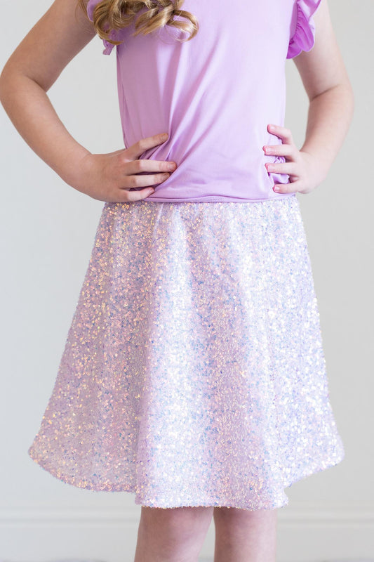 LAVENDER SEQUIN TWIRL SKIRT