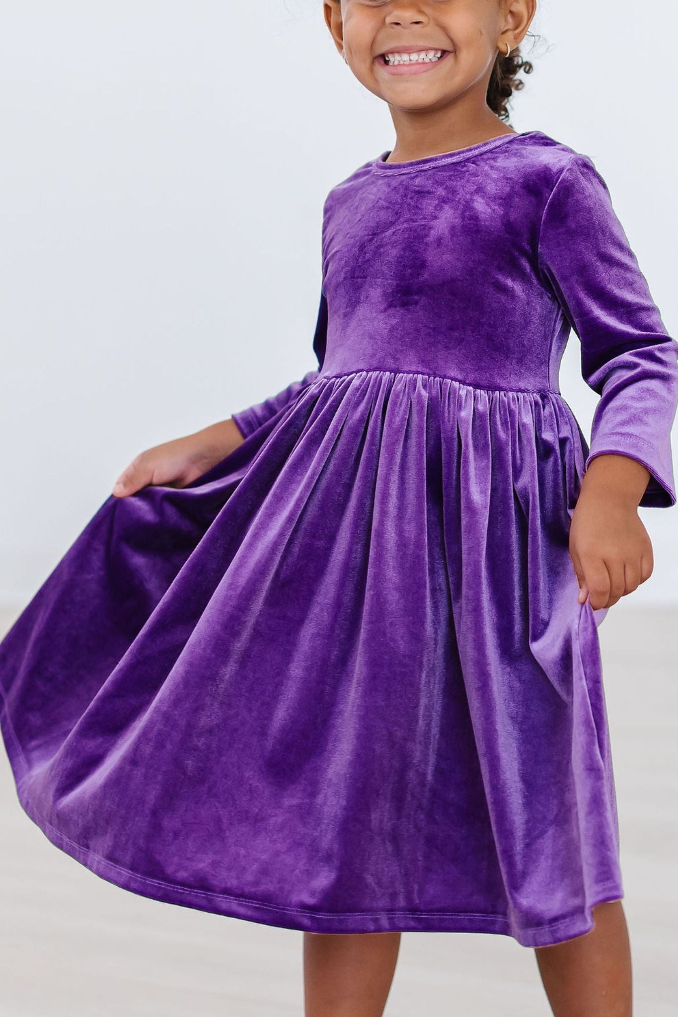 PURPLE VELVET TWIRL DRESS