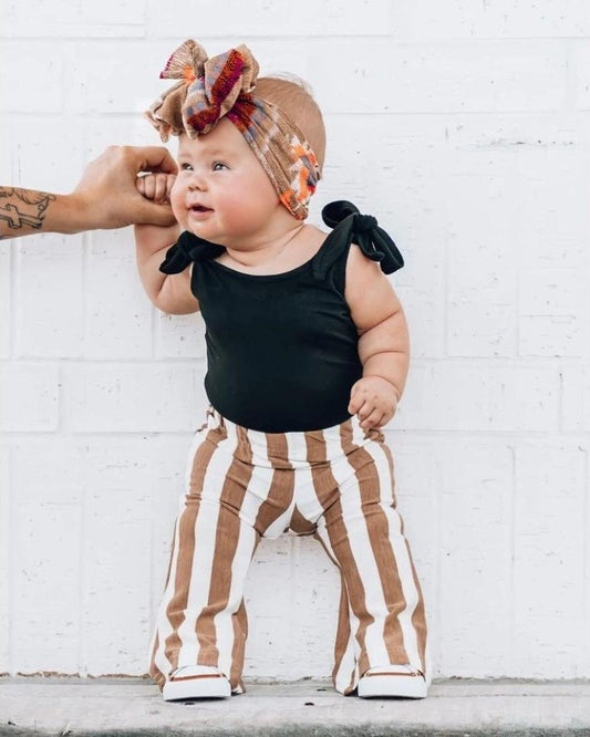 BOHO BELL BOTTOMS - TAN STRIPES