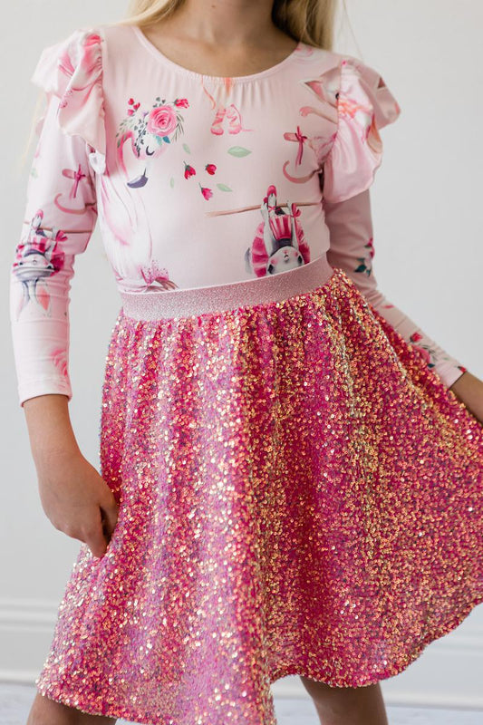 HOT PINK SEQUIN TWIRL SKIRT