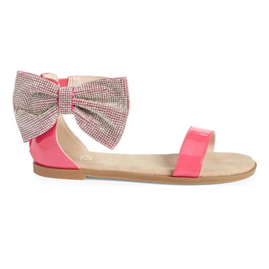 Crystal Bow Sandal in Hot Pink Patent