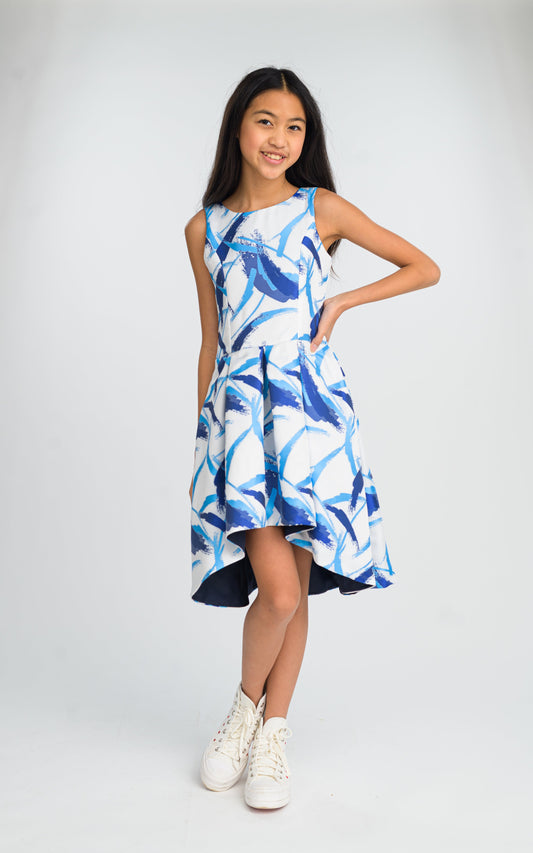 ANDREA BLUE ABSTRACT DRESS