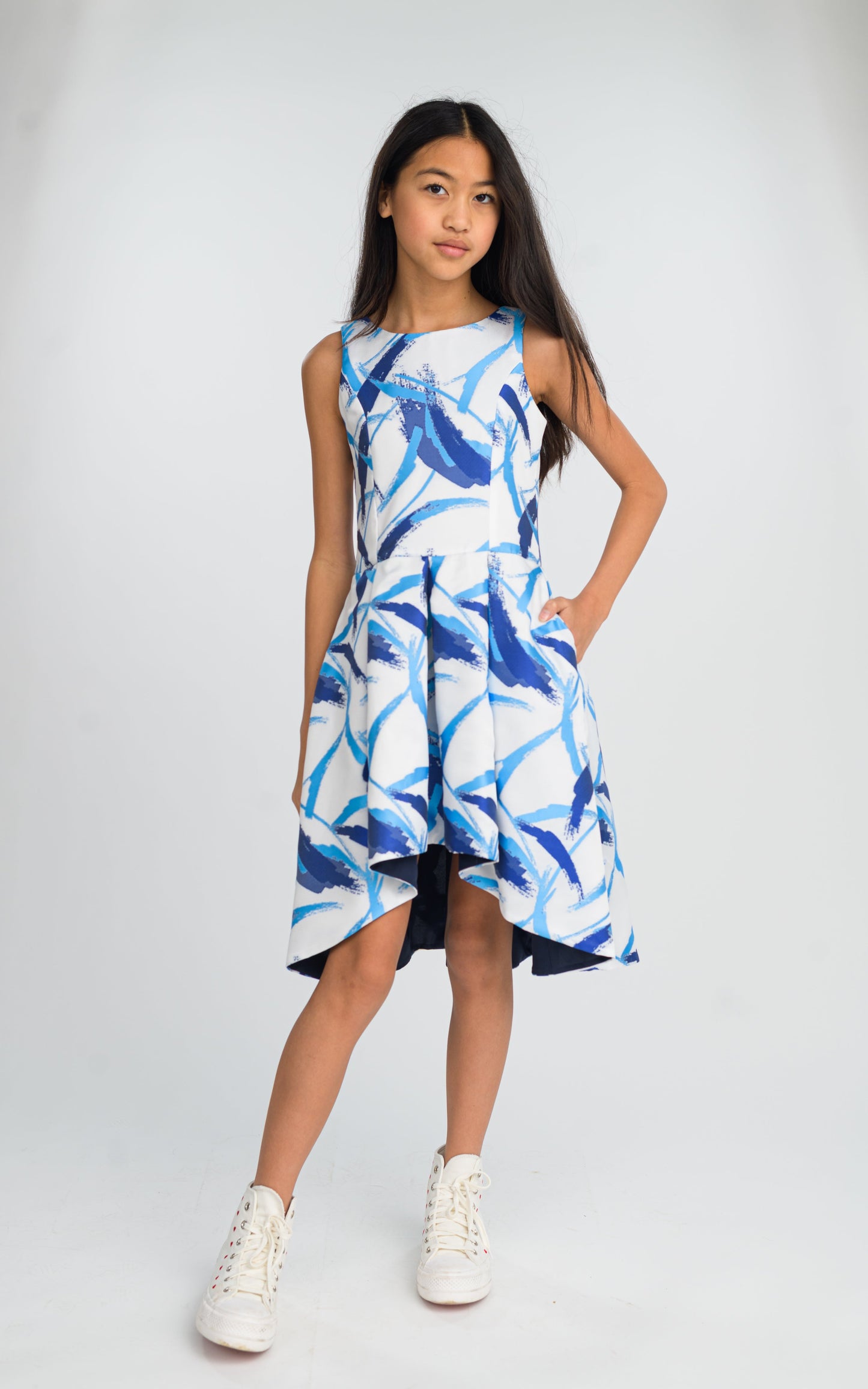 ANDREA BLUE ABSTRACT DRESS