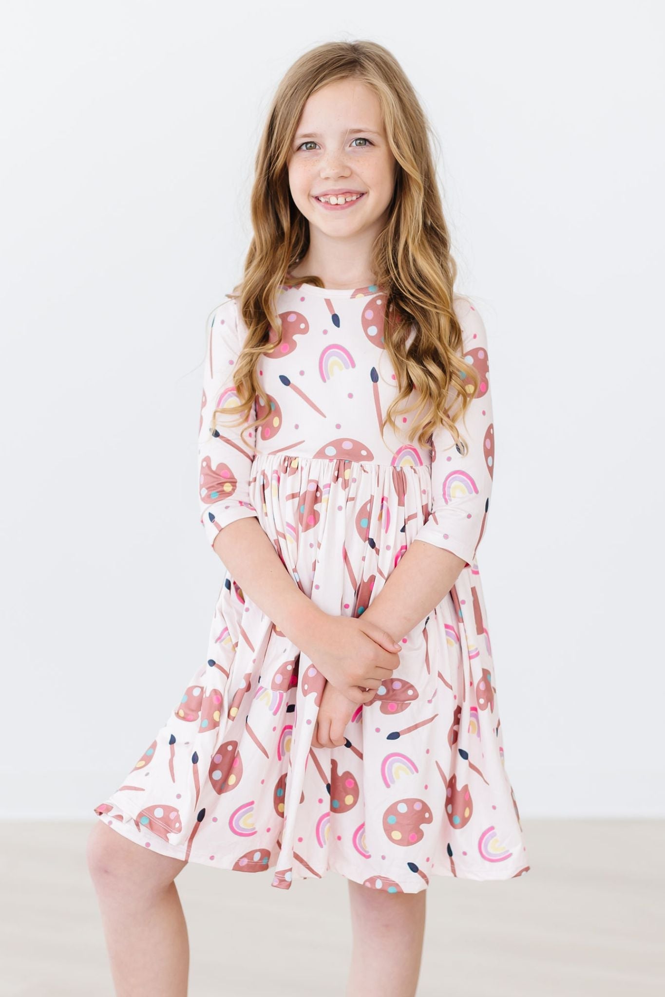 ART CLASS 3/4 SLEEVE POKET TWIRL DRESS