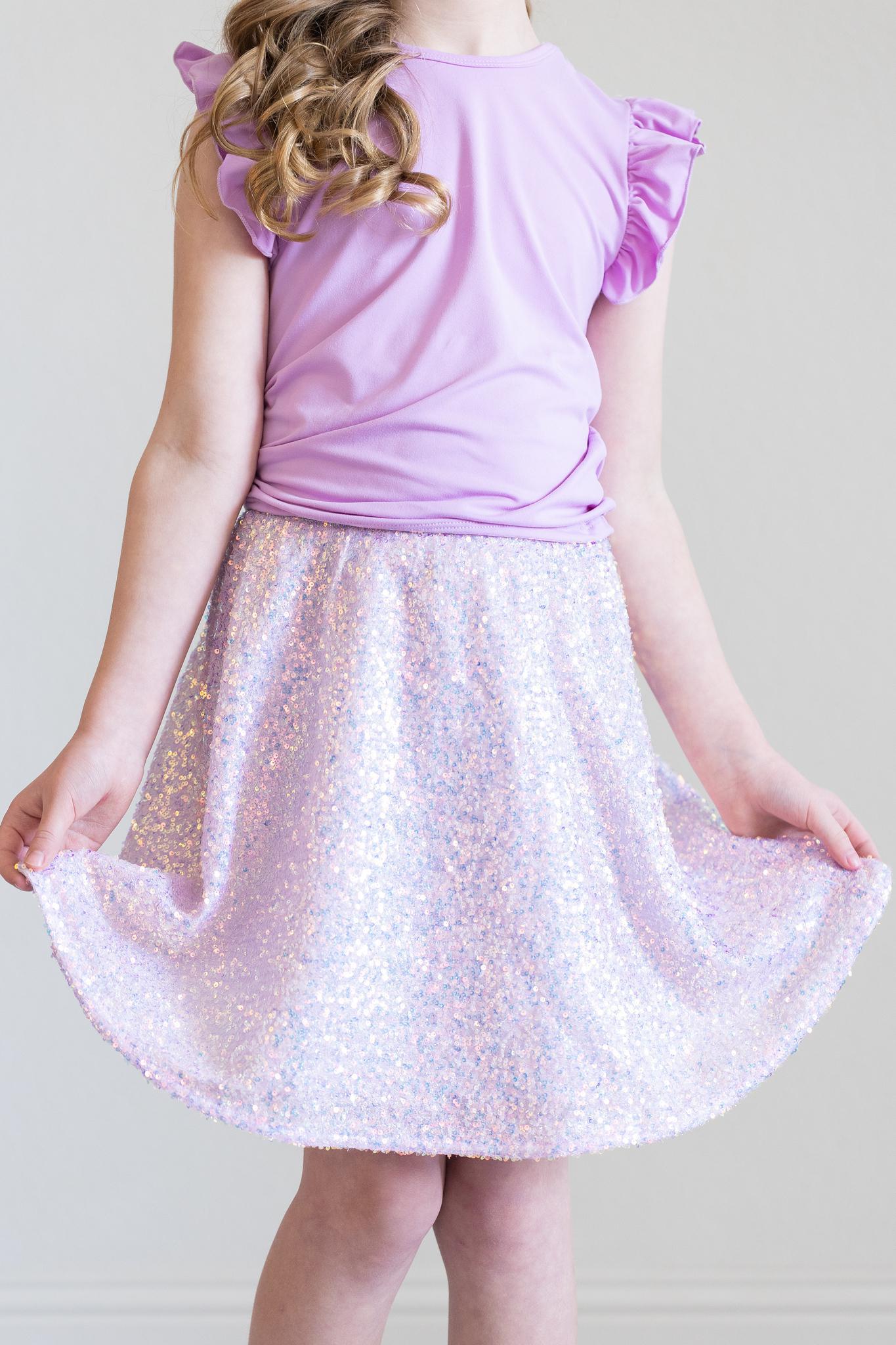 LAVENDER SEQUIN TWIRL SKIRT