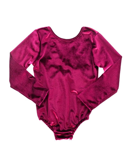 BOW BACK VELOUR LEOTARD- PLUM