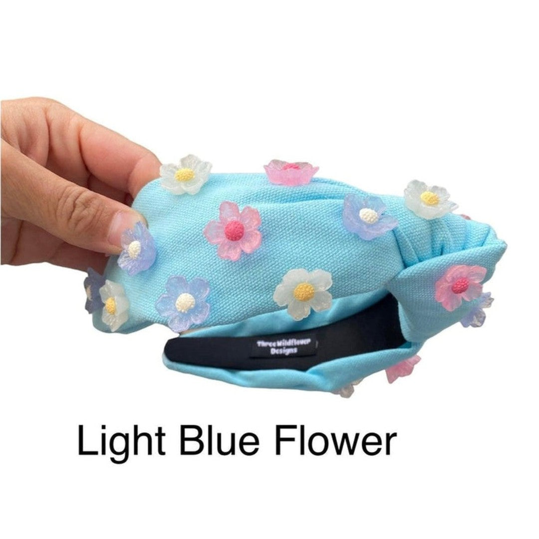Light Blue Flower Knot Headband