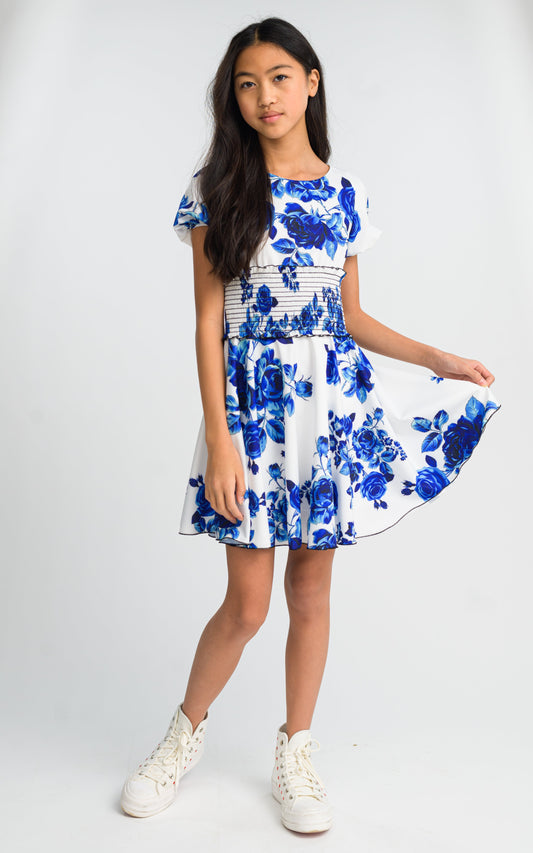 DORITA BLUE FLORAL DRESS