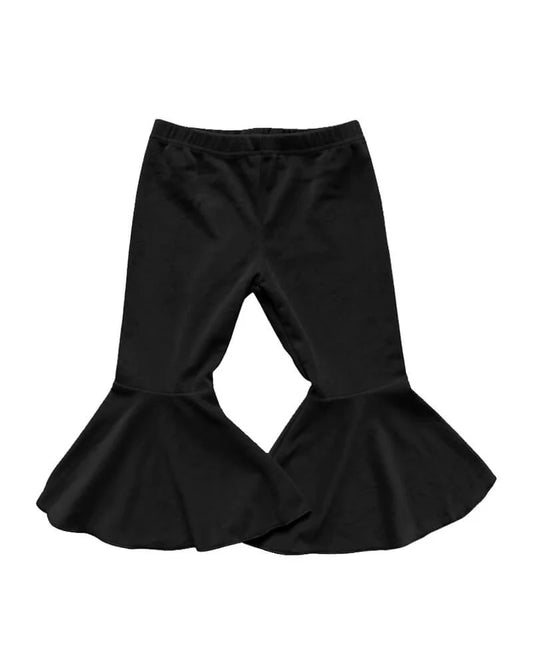 PLEATED VELOUR BELL BOTTOMS - BLACK