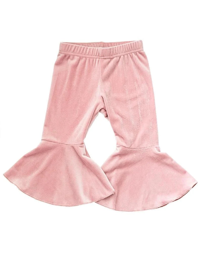 PLEATED VELOUR BELL BOTTOMS - LOLLIPOP PINK