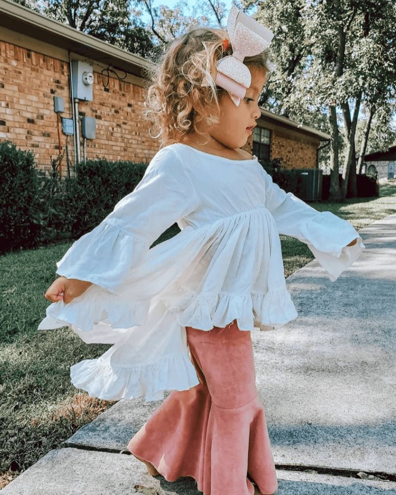 PLEATED VELOUR BELL BOTTOMS - LOLLIPOP PINK