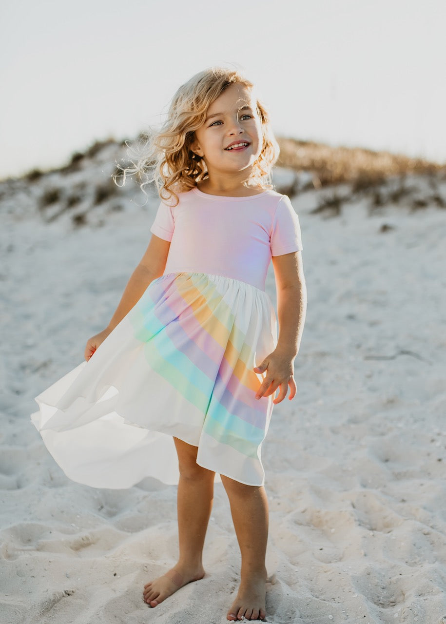 LIGHT PINK RAINBOW DRESS